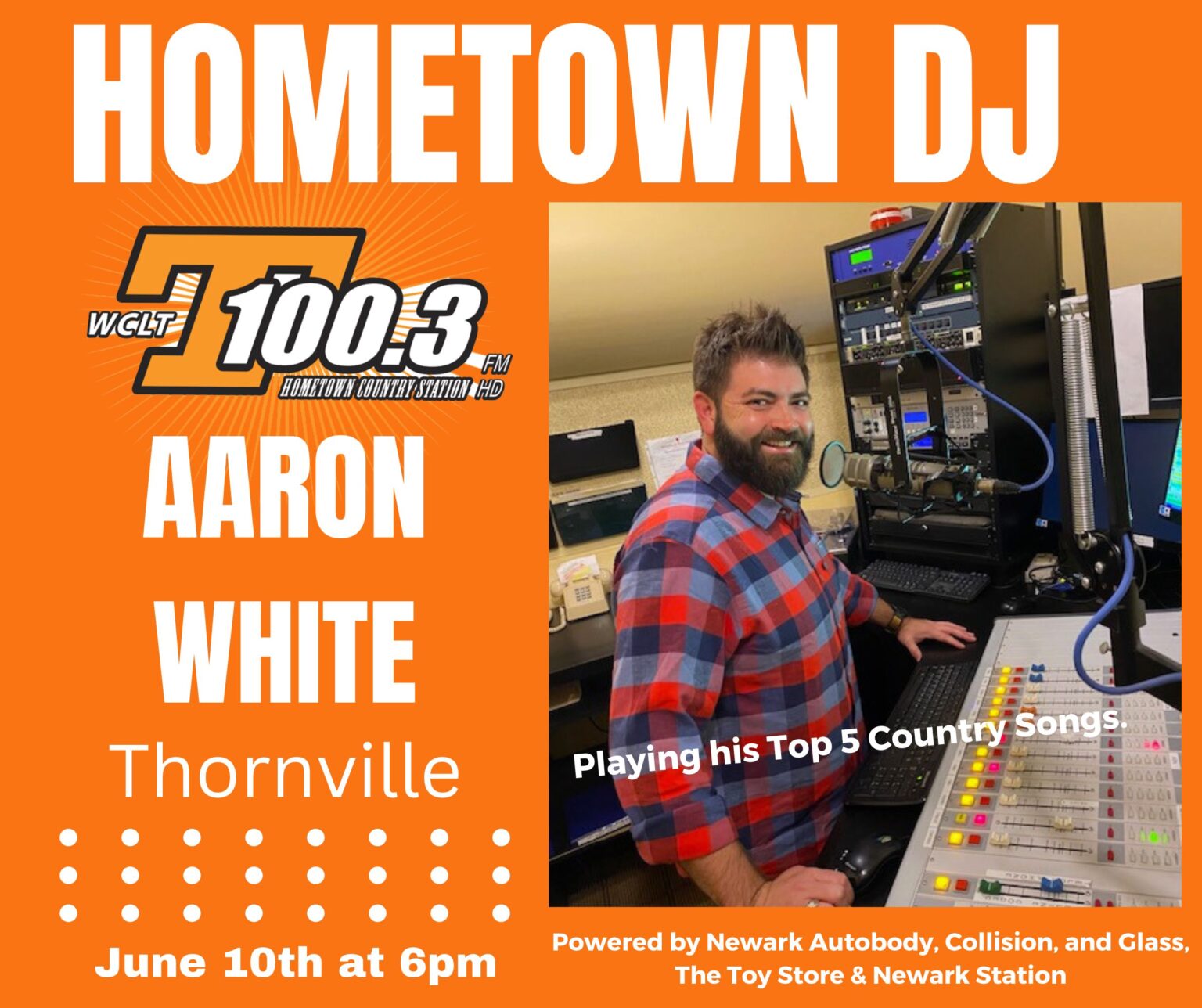 Hometown DJ Aaron White WCLT Radio Inc